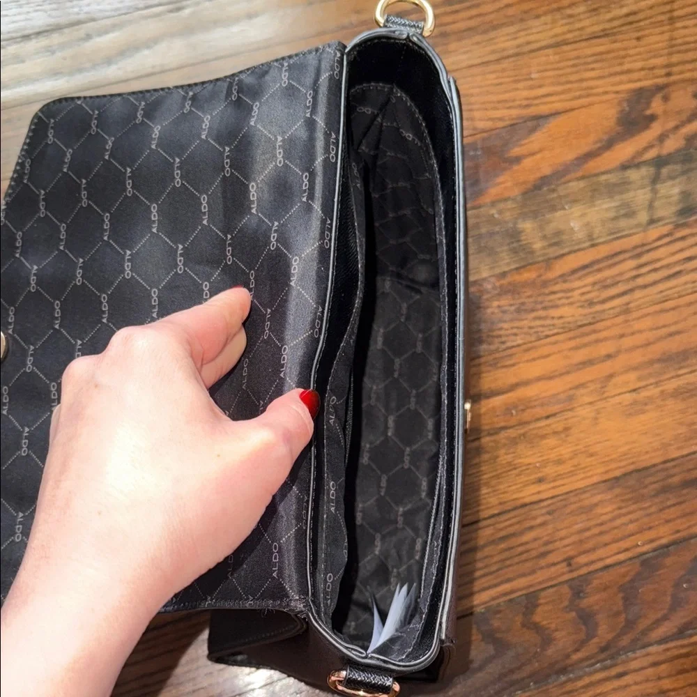 ALDO Black Top Handle Crossbody Bag Gold Hardware